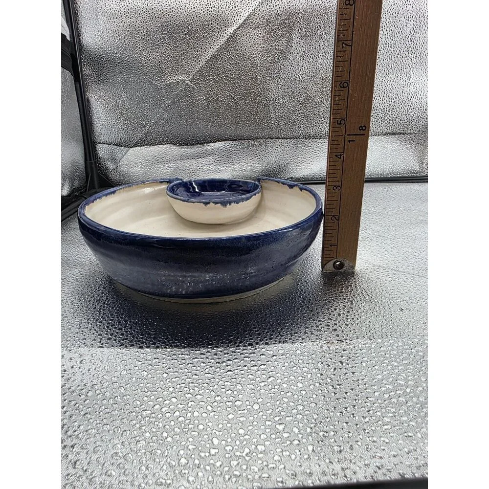 Hummingbird Ceramic Serving Bowl With‎ Built-In Dip Cup by Cindy Gilbride